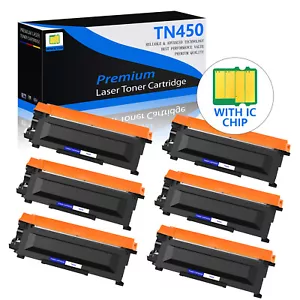 6 PACK for Brother TN450 Toner HL-2240D HL-2242D HL-2250DN DCP-7060D HL-2240 - Picture 1 of 23