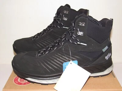 Hanwag Blueridge ES Mens 9.5 Hiking Boots Black Gray Leather Mid Waterproof NEW - Image 1 of 4