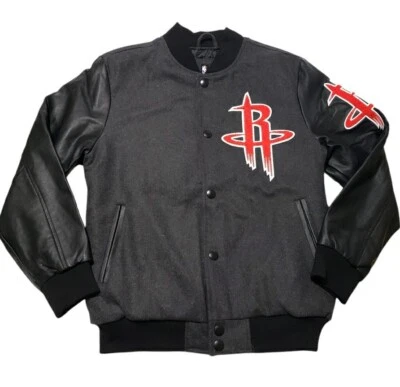 Houston Rockets Ultra Game NBA Varsity Medium Wool Button Down Bomber Jacket  - Image 1 of 4