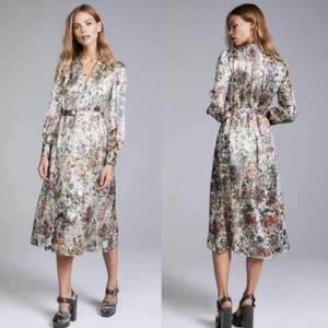 Tory Burch Vanessa Silk Midi Dress AU 8 / US 4 / Small Long Sleeve Floral Bow - Bild 1 von 9