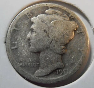 Mercury Silver Dime 1917 P (17PAC3) - Imagen 1 de 4