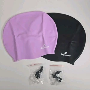 Kinder Badekappe (2er Pack lila und schwarz) Silikon - Bild 1 von 6