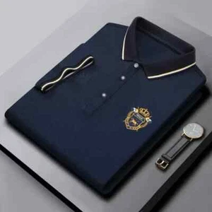 Polo uomo ricamata nuova maglietta estiva manica corta lusso bavero top - Foto 1 di 26