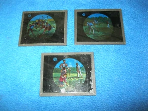 Three magic lantern slides depicting children's sports. Possibly English - Picture 1 of 4