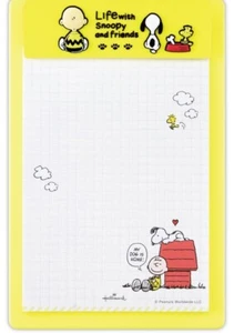 Peanuts Snoopy Charlie Brown Hallmark PVC clip board paper memo holder yellow - Picture 1 of 3