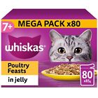 Whiskas Senior 7+ Poultry Feasts in Jelly Wet Cat Food - Mega Pack 80 x 85g .