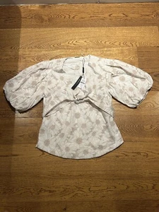 Floral-Embroidery Faux Wrap Top - Picture 1 of 8