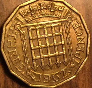 1962 UK GB GREAT BRITAIN THREEPENCE COIN - Picture 1 of 2