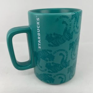 Starbucks Sumatra Tiger Mug 2018 Embossed Ceramic Teal Blue Kaffeetasse 12 Oz - Bild 1 von 9