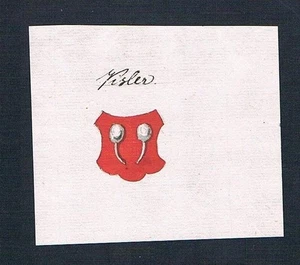 18. Siglo. Vizsla Visler Manuscrito Escudo De Armas - Imagen 1 de 1