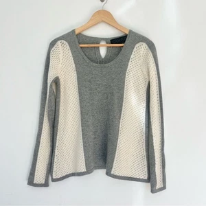 QUINN Kaschmir Pullover grau beige elfenbein mit Cut Outs Winter Gr. Small - Bild 1 von 9