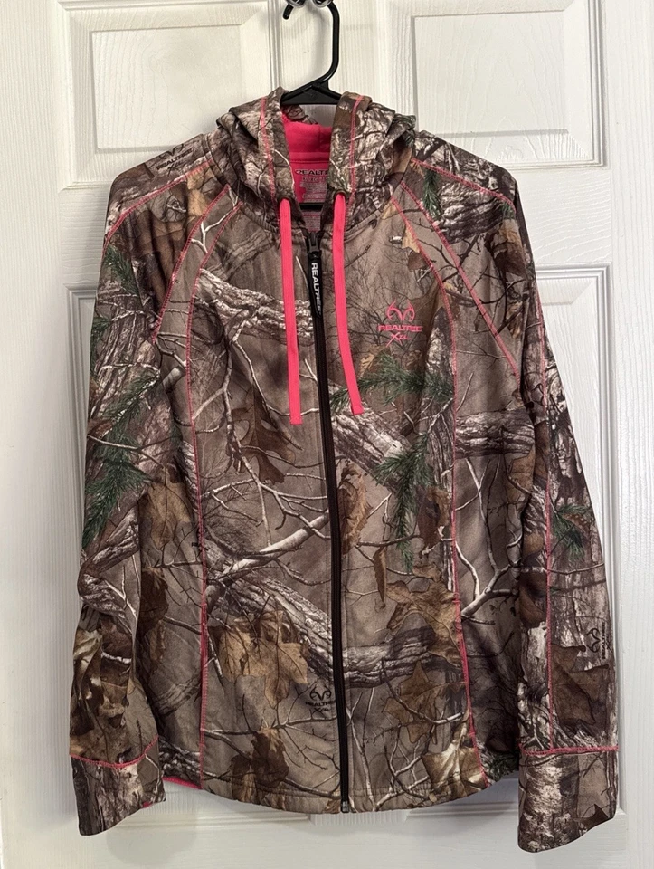 REALTREE Xtra Camo Zip Up Hoodie Sweatshirt Jacket Pink Hunting Youth 16/18 XL   - Image 1 of 4