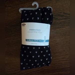 NEW OLD NAVY Womens XL Black/White Pattern Thick Tights - Picture 1 of 3