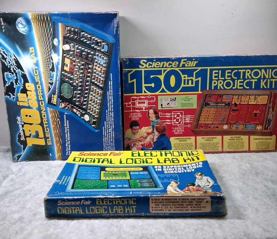 Tandy Radio Shack Science Fair Project Kits Set De 3 |150 En 1 + 130 En 1 | Lógica Foto 1 de 4