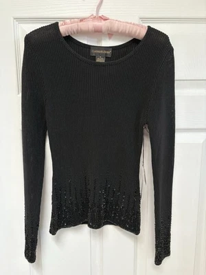 全新带标签 Classiques Entier 女式毛衣弹力装饰亮片黑色 M — 第 1/4 张图片