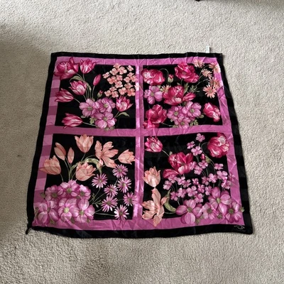 Oscar de La Renta Vintage Silk Scarf Floral Print Roughly 34”x34” - Image 1 of 4