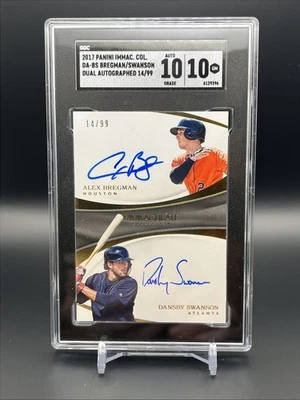 2017 Immaculate 双遥控亲笔签名 ALEX BREGMAN/DANSBY SWANSON /99 SGC 10/10 GMT — 第 1/4 张图片