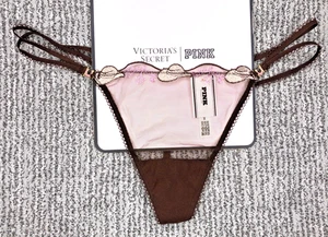 Victoria's Secret PINK NWT Medium Brown Strappy V String Panty Mesh Cowgirl Sexy - Picture 1 of 13