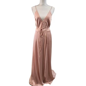 Yumi Kim Rush Hour Maxi Wrap Dress Medium Cameo Light Pink Satin Formal Prom NEW - Picture 1 of 6