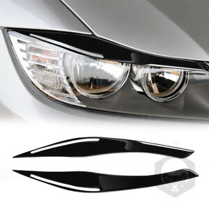 Gloss Black Front Headlight Eyelids Eyebrow Cover For BMW 3 Series E90 2009-2012