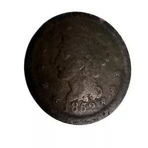 1852 United States US Coronet Head Large Copper Cent Penny KM45 Uncertified - Picture 1 of 8