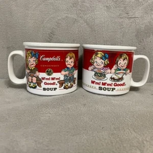 Vintage Campbell Kids Ceramic Mug Soup Cup Set of 2 - Picture 1 of 15