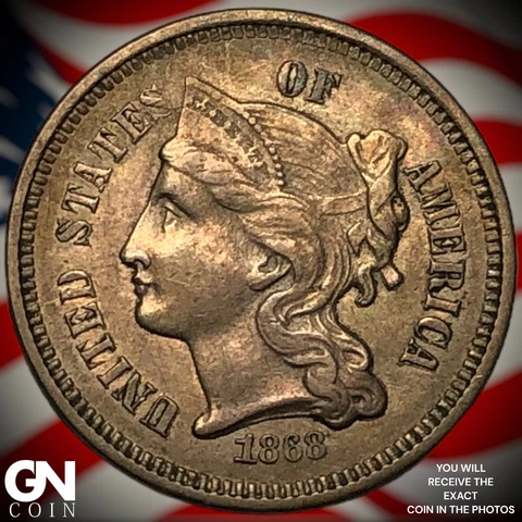 1868 3 Cent Nickel Piece  Q3045 Cover