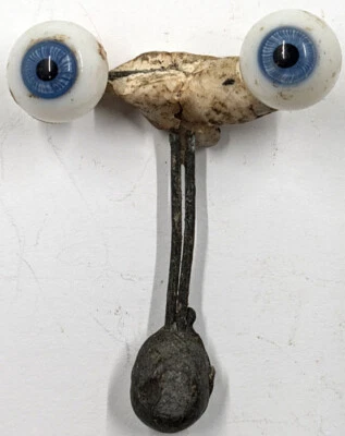 Muñeca balancín vintage alemana antigua soplada a mano ojos azules redondos BBI-10 Foto 1 de 4