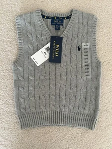 NWT Boys Polo Ralph Lauren Gray Cable Knit Vest Size 4/4T - Picture 1 of 5