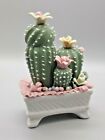 Blooming Cactus Figurine Ceramic Southwestern Décor 5.25"