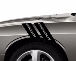 NEW Fits CHALLENGER Fender Hash Bar vinyl BARB WIRE Racing Stripe 4" Decal - Picture 1 of 8