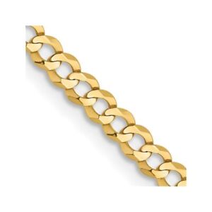 10K Yellow Gold 3.1mm Lightweight Flat Cuban Chain Necklace for Womens 5.98g