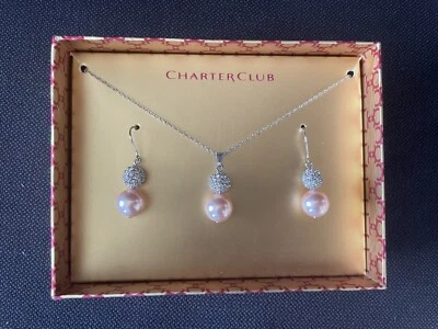 Juego de pendientes collar Charter Club perla rosa (J13) Foto 1 de 4