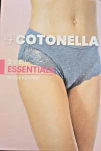 4 slip midi COTONELLA linea ESSENTIALS cotone pizzo Tg 5/XL  jeans cipria GD173 - Imagen 1 de 8