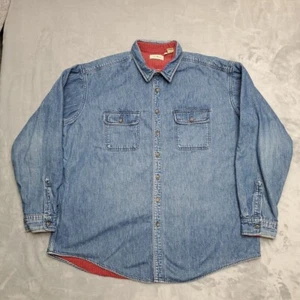 LL Bean Shirt Mens XXL Tall Denim Flannel Lined Shacket Made in USA - Picture 1 of 11