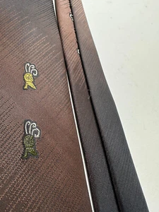 Vintage 1950 1960 Brown Black tie with embroidery Retro Mid century Mad Men - Picture 1 of 11