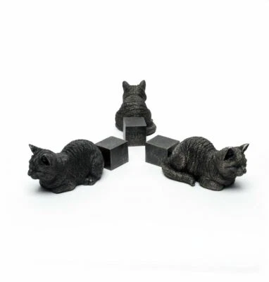 Potty Feet Bronze Sleeping Cat Stretched Out Set of 3 Plant Pot Feet Ornaments - Image 1 of 3