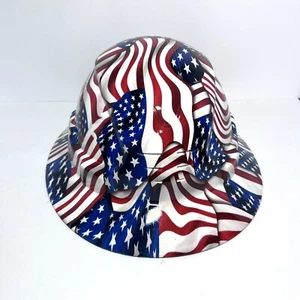 American Flag Hard Hat Full Brim custom hydro dipped , OSHA approved Vented USA - Picture 1 of 5