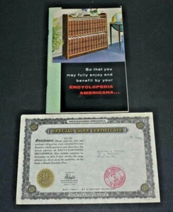 VINTAGE 1950's ENCYCLOPEDIA AMERICANA INFORMATION BOOKLET W/ SPECIAL VALUE CERT. - Picture 1 of 12