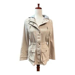 Eden Society Womens Hooded Cargo Jacket~Size Medium~Khaki Sweatshirt Hoodie~NWT - Picture 1 of 13