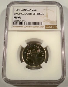 1969 CANADA 25c NGC MS 66 QUARTER - Picture 1 of 3