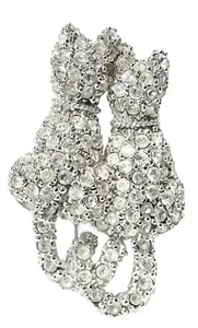 Broche Nadri Pin Vintage Estrás Cristal Brillante Pavé Gatos Amantes Gatos Gatos - Imagen 1 de 10
