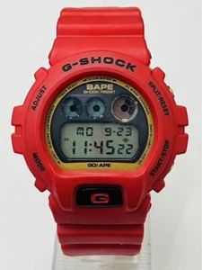 APE x G-SHOCK Watch Digital Collaboration Limited Red Men's DW-6900 - Picture 1 of 10