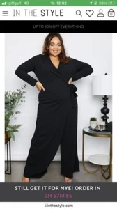 Ladies Black Wrap Over Jumpsuit, size 26, Brand new, In the style alison hammond - Picture 1 of 6