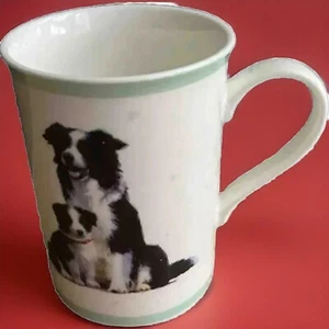 MacNeil Studio Leonardo Collection Coffee Mug Black And White Collie & Pup Good - Picture 1 of 6