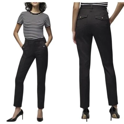 White House Black Market 修身踝高腰 Pret-A-Jet 裤子黑色 18 码全新 — 第 1/4 张图片