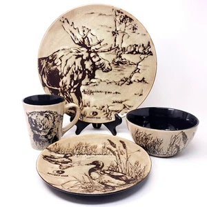 Mossy Oak Moose Bear Duck Vajilla Cena y Ensalada Plato Tazón Taza de Café Té - Imagen 1 de 19
