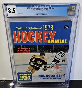 💥CGC 8.5 OFFICIAL NATIONAL HOCKEY ANNUAL MAGAZINE 1973 BOBBY ORR Cover POP 1 - Picture 1 of 9