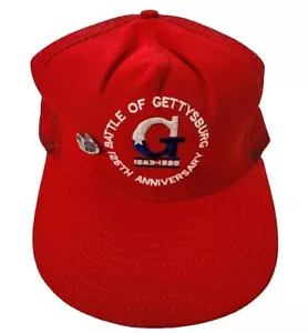 Vintage Battle Of Gettysburg 125th Anniversary Red Snapback Trucker Hat With Pin - Picture 1 of 5