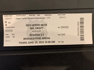 2023 UPPER DECK NHL DRAFT TICKET-ROUNDS 2-7 -RARE JUNE 29,2023 - Picture 1 of 1